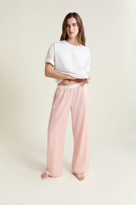 Pantalon de pyjama taille &eacute;lastique "move, smile, sleep;${refinementColor}