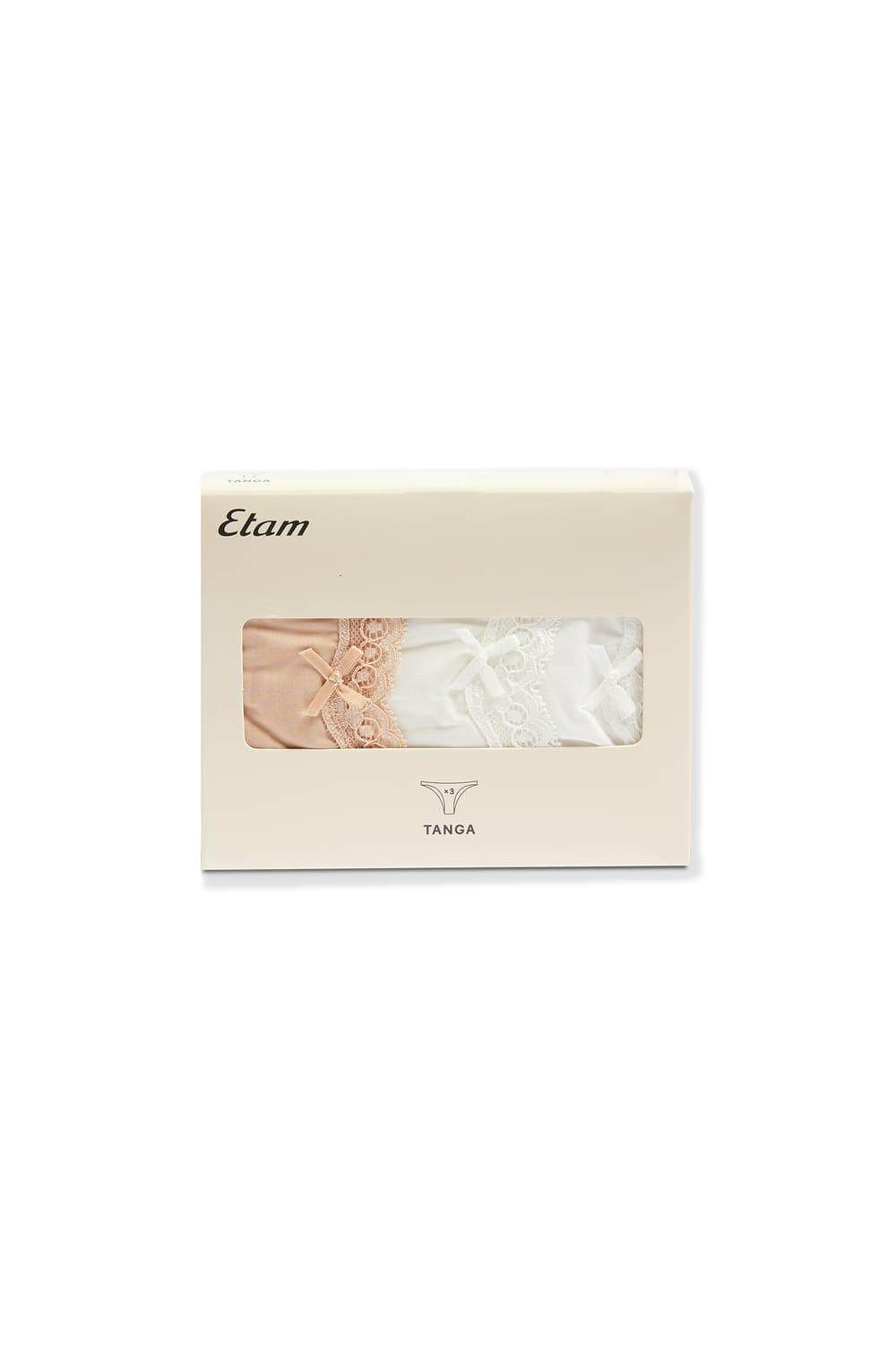 Pack of 3 Cotton and Lace Thongs;${refinementColor}