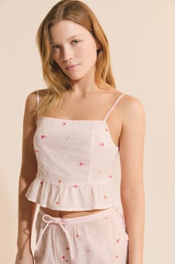 Top de pyjama avec un motif fleur;${refinementColor}