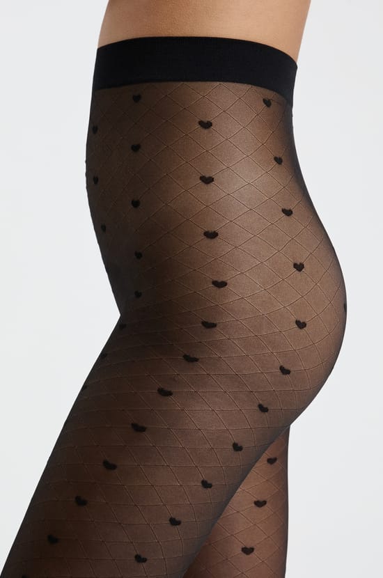 Heart polka dot fashion tights;${refinementColor}