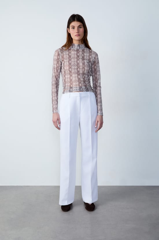 Sheer T-shirt with snake print;${refinementColor}