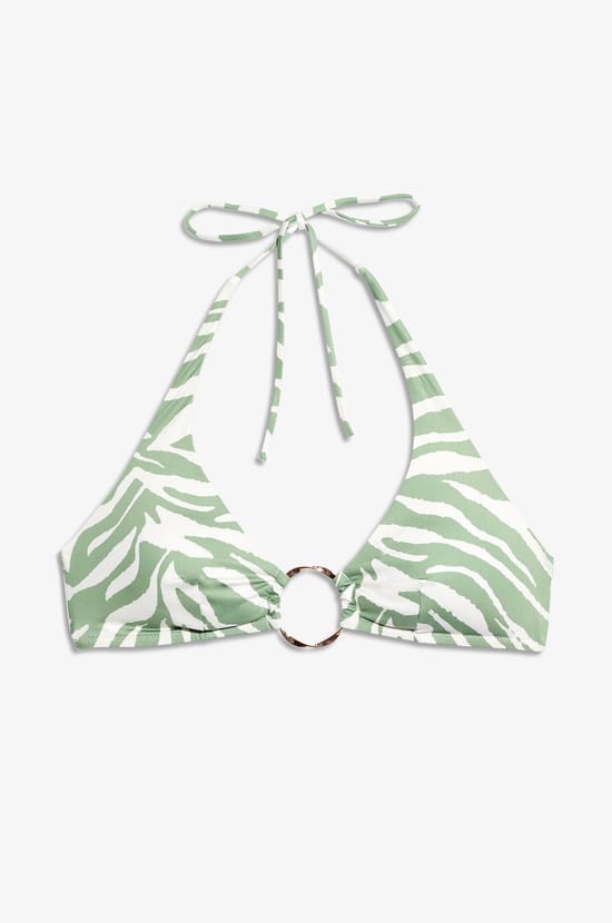 Ring Detail Triangle Bikini Top;${refinementColor}