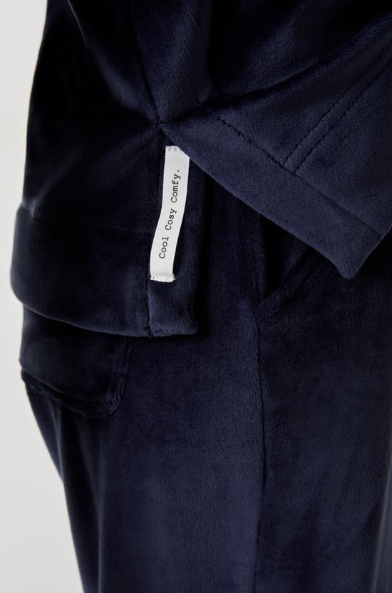 Velvet-effect Hooded Sweatshirt;${refinementColor}