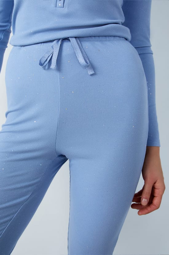 Pantalon de pyjama côtelé évasé à paillettes;${refinementColor}