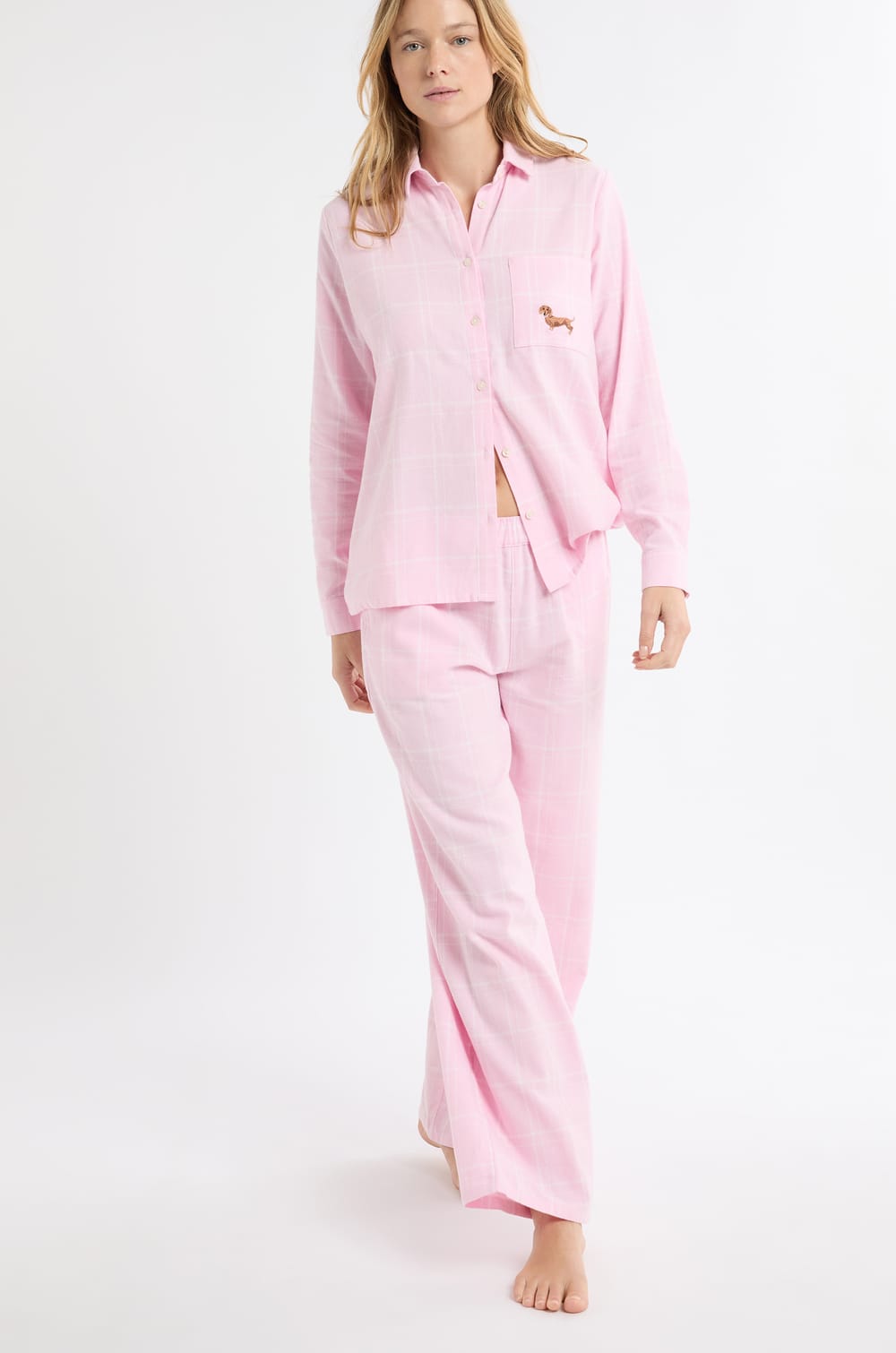 Katoenen pyjamabroek met ruit;${refinementColor}