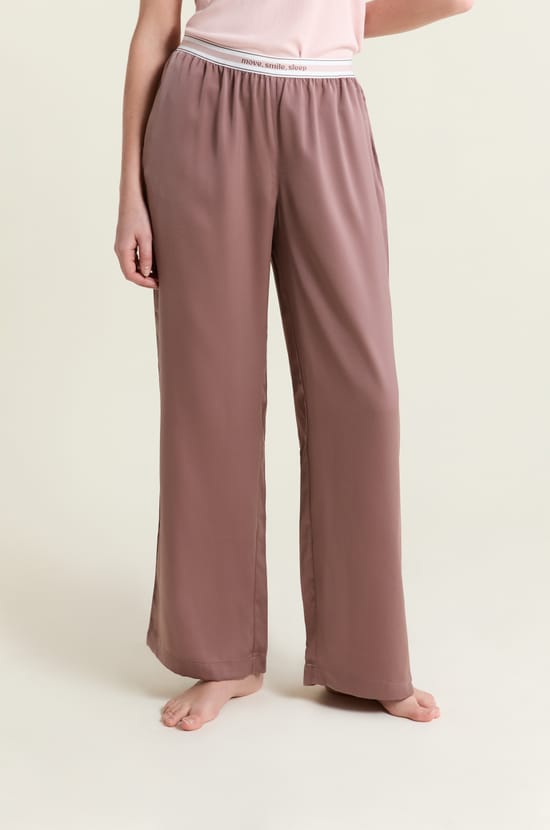 Pantalon de pyjama taille &eacute;lastique "move, smile, sleep;${refinementColor}