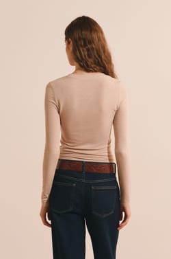 T-shirt col rond avec laine;${refinementColor}