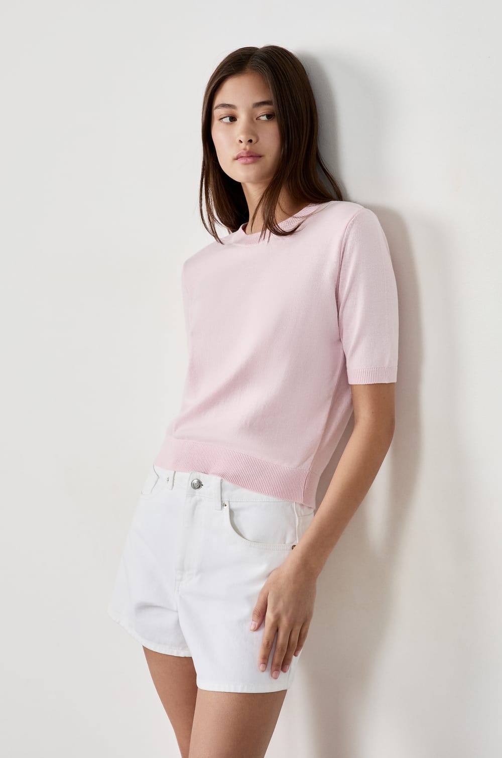 Short-sleeved sweater;${refinementColor}