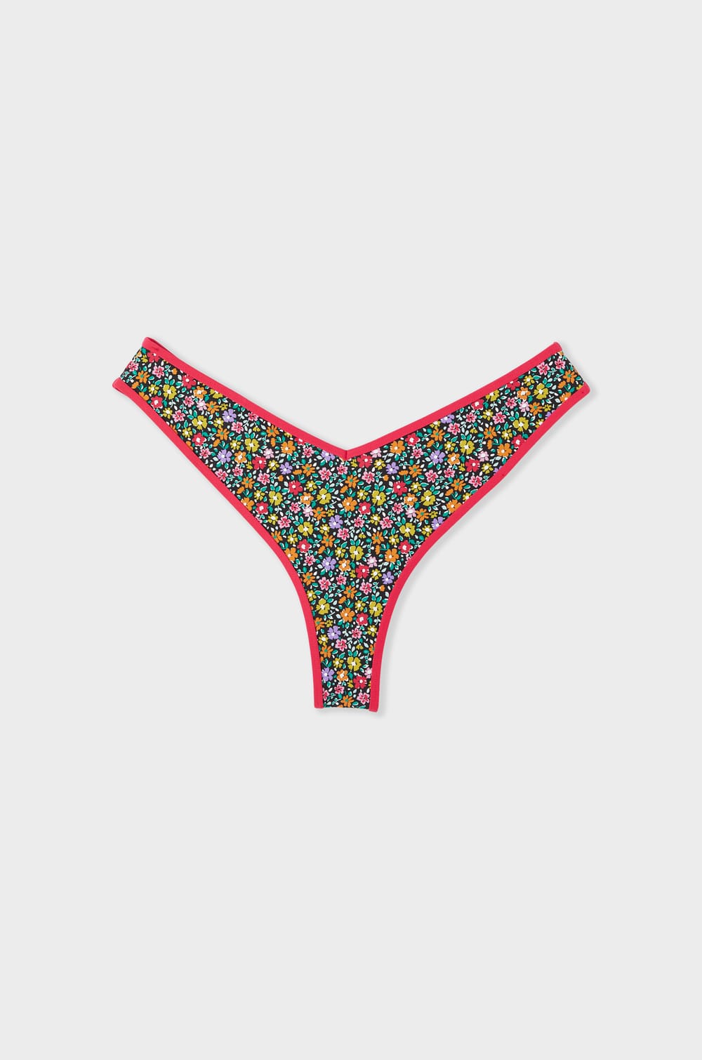Brasilianischer High-Leg Bikini-Hose mit Blumenmuster;${refinementColor}