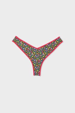 Brasilianischer High-Leg Bikini-Hose mit Blumenmuster;${refinementColor}