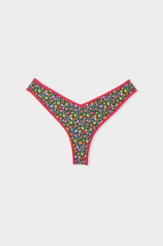Brésilien high leg bas de maillot fleuri;${refinementColor}