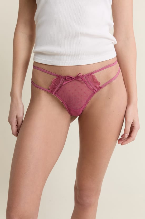 Tanga en tulle et dentelle;${refinementColor}