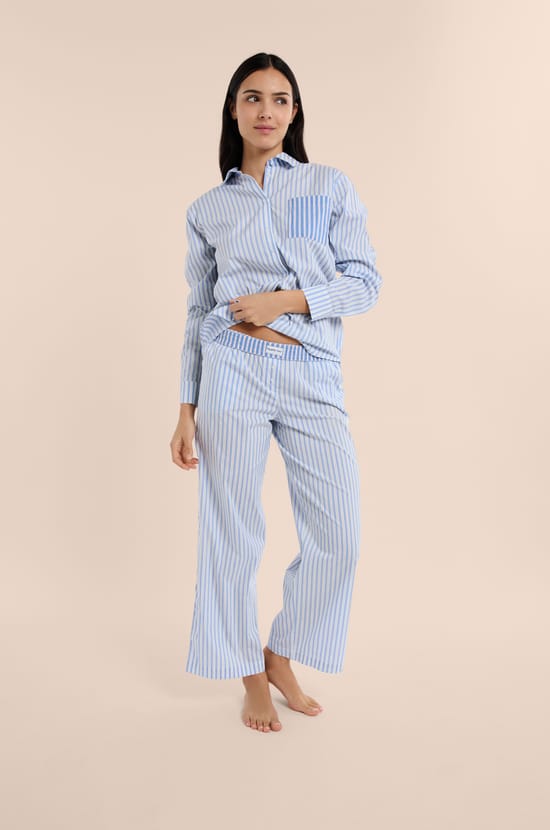 Pantalon de pyjama &agrave; rayures avec coton;${refinementColor}