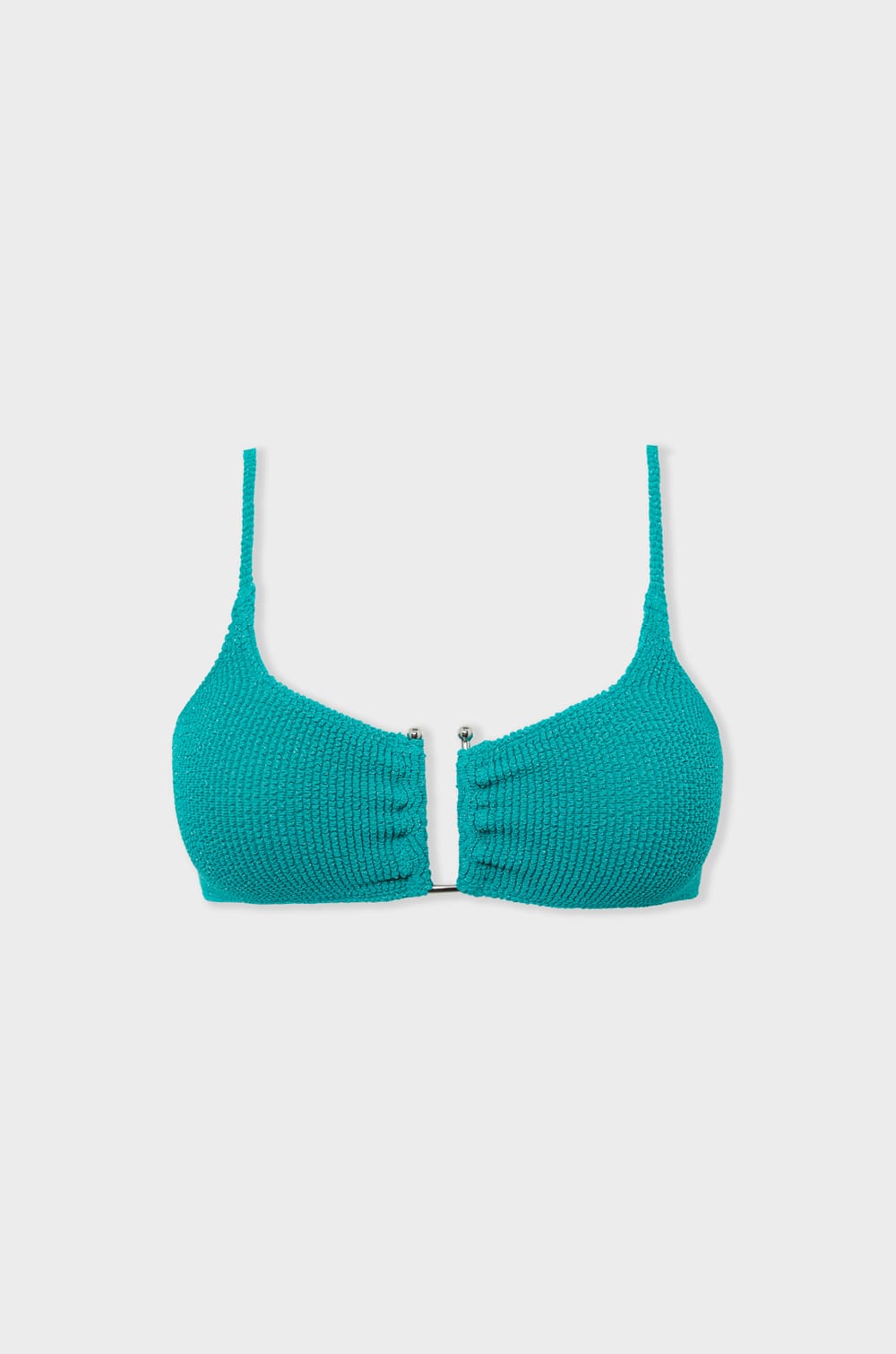 Bikini Top stretchy bralette with metal jewellery;${refinementColor}