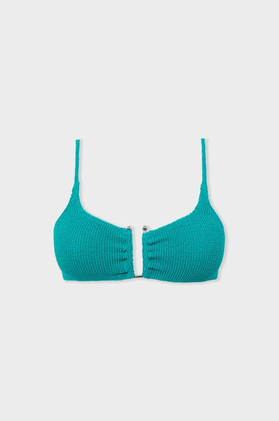 Bikini Top stretchy bralette with metal jewellery;${refinementColor}