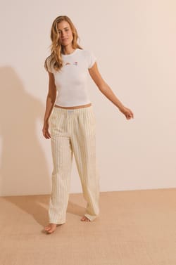 Pantalon de pyjama en coton &agrave; rayures;${refinementColor}