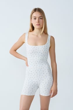 Cotton Ribbed Short Jumpsuit;${refinementColor}