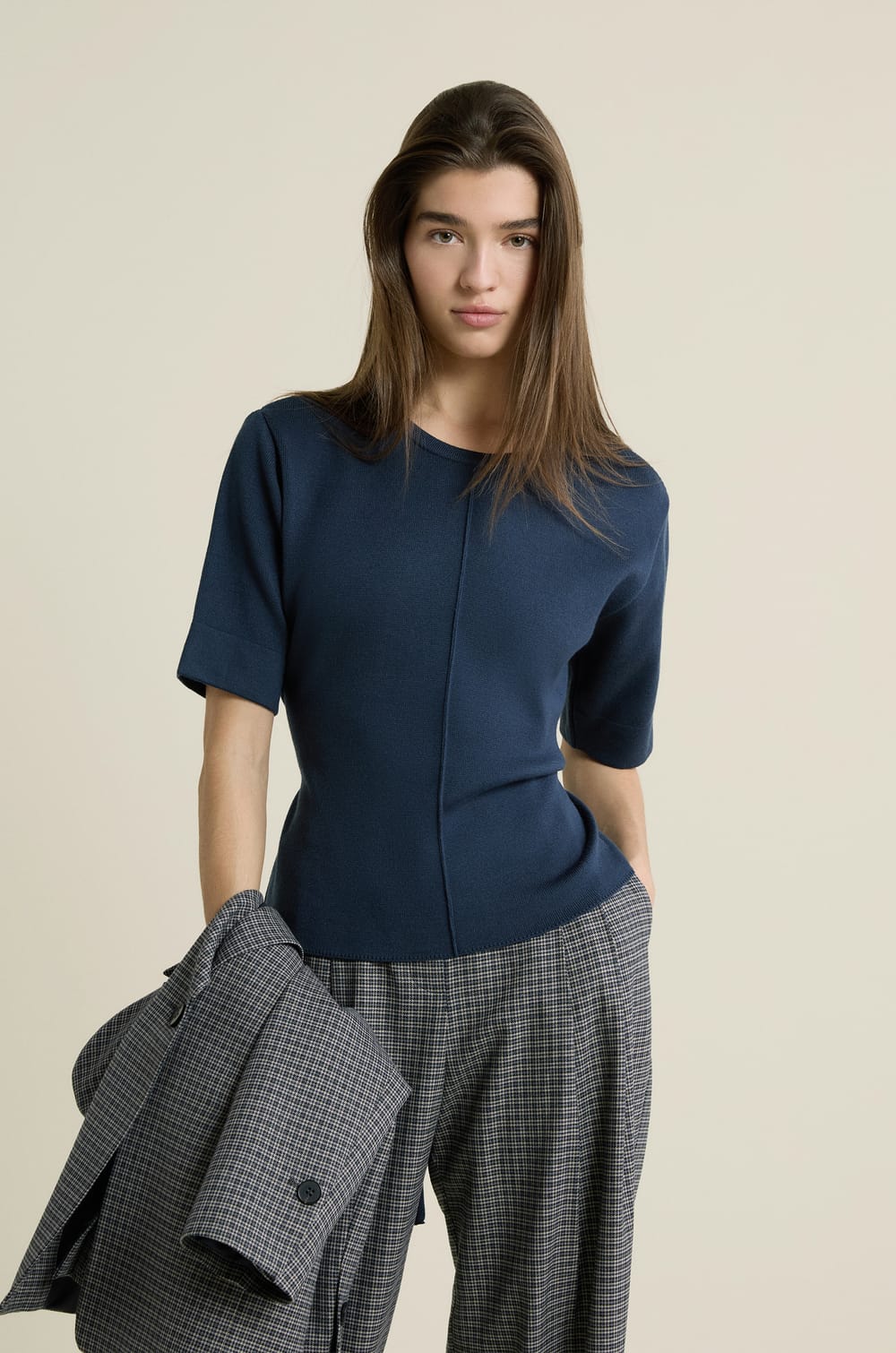 Pull manches courtes ceintur&eacute;e;${refinementColor}