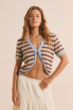 Cardigan manches courtes ouvert sur le devant;${refinementColor}