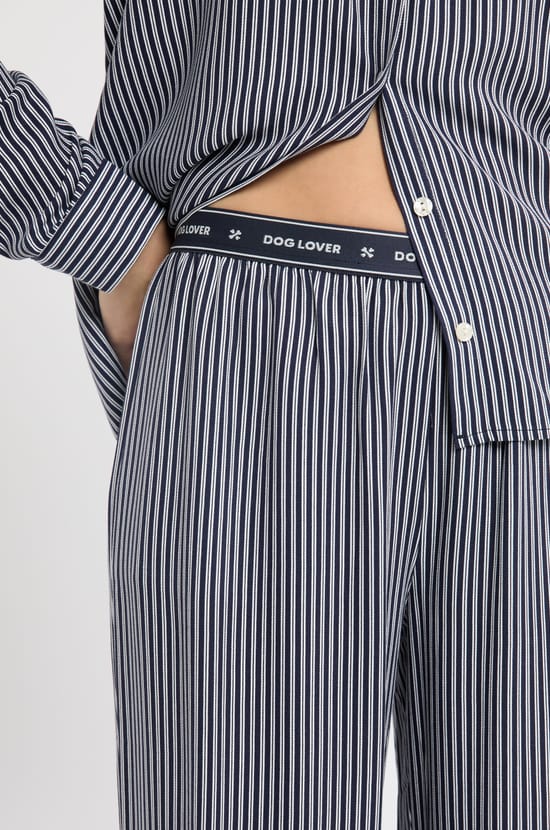 Pantalon de pyjama à rayures et taille élastique;${refinementColor}