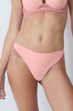 Microfibre and Lace Thong;${refinementColor}