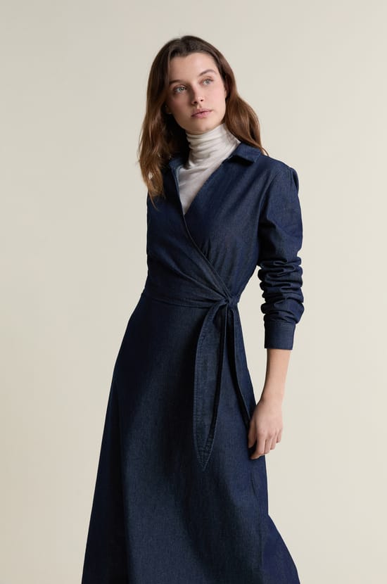 Robe longue en coton cache-coeur;${refinementColor}