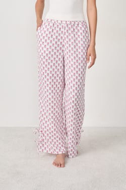 Pantalon de pyjama à imprimés en coton;${refinementColor}