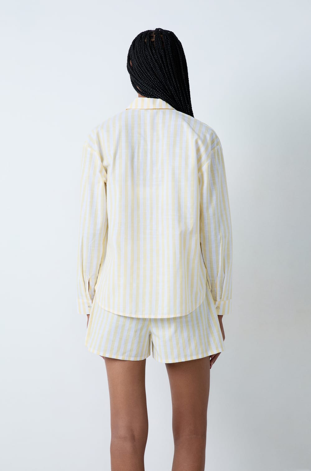 Gestreifte Pyjama-Bluse aus Baumwolle;${refinementColor}