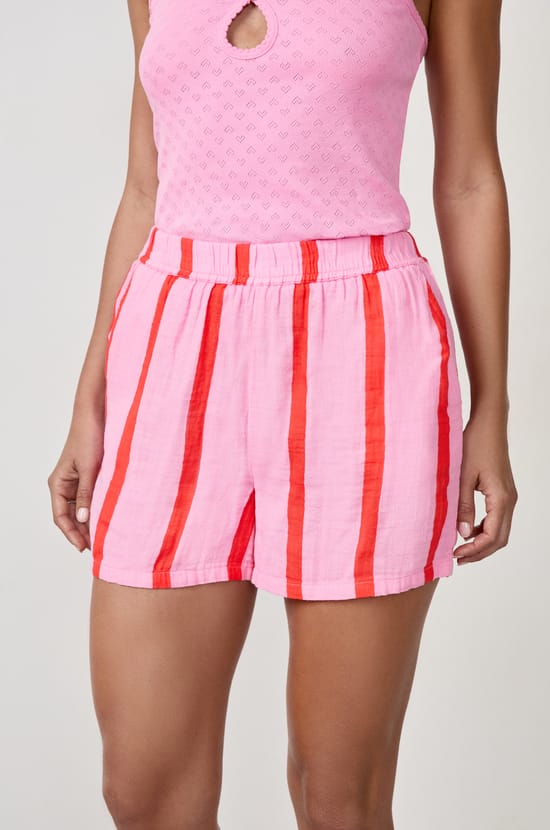 Cotton striped pyjama shorts;${refinementColor}