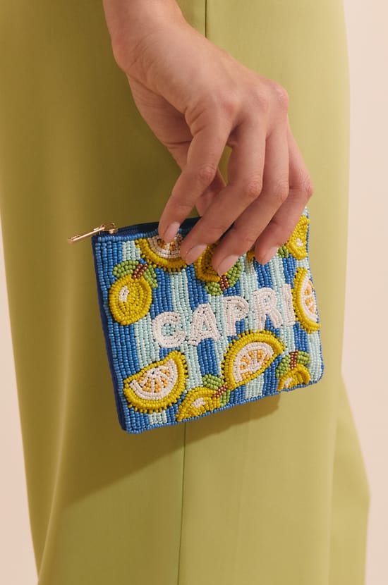 Pochette perl&eacute;e &agrave; motif citron;${refinementColor}