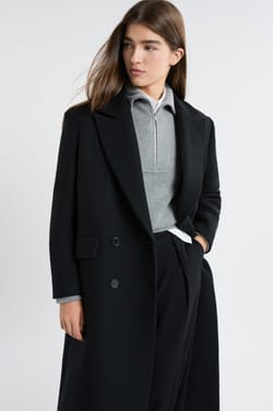 Manteau long coupe droite avec laine;${refinementColor}