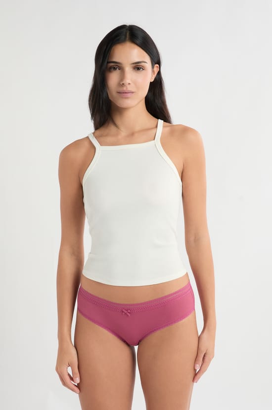 Boyshort in Microfiber with Lace Details;${refinementColor}