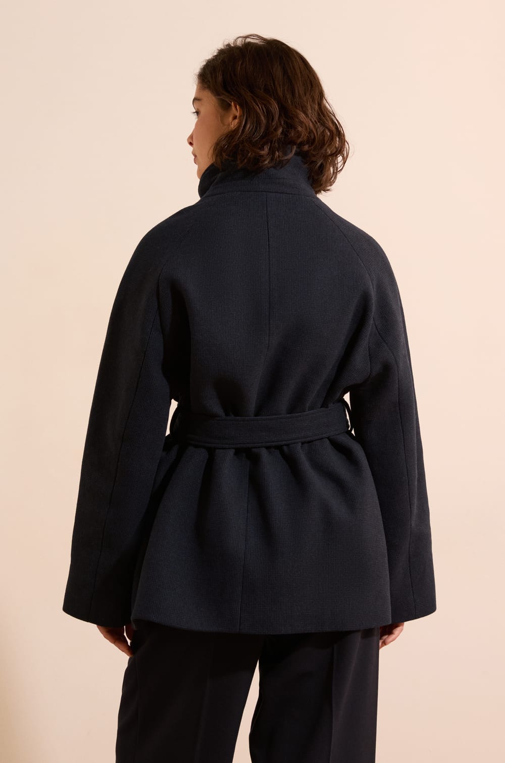 Manteau &agrave; col montant avec laine;${refinementColor}