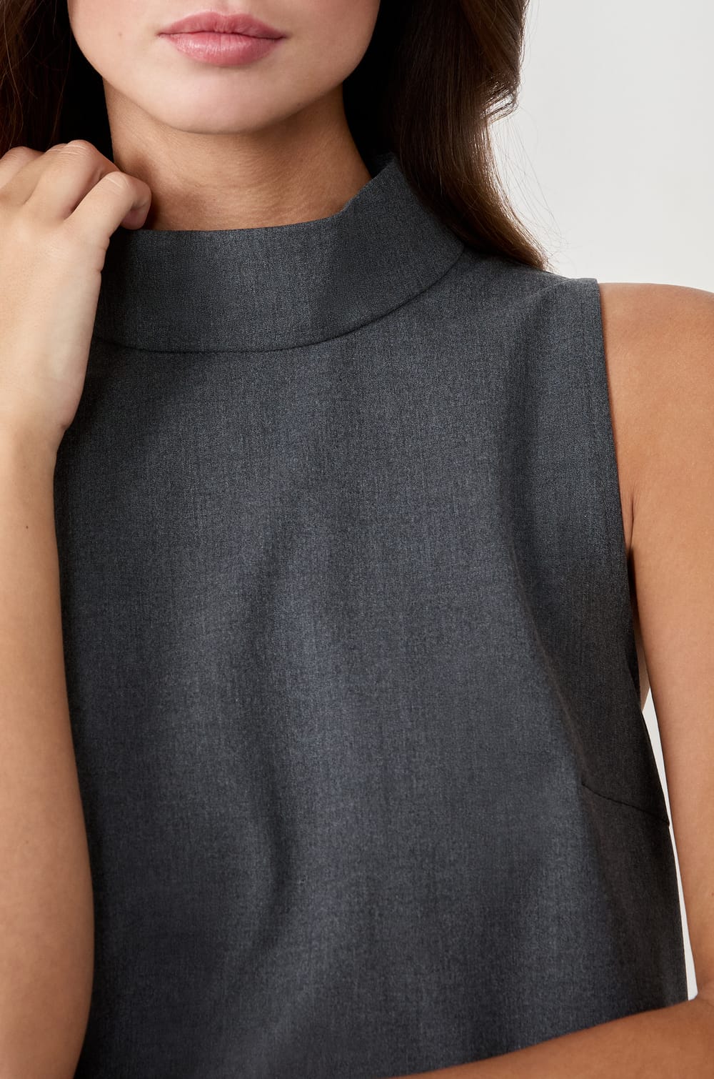 High Neck Straight Dress;${refinementColor}