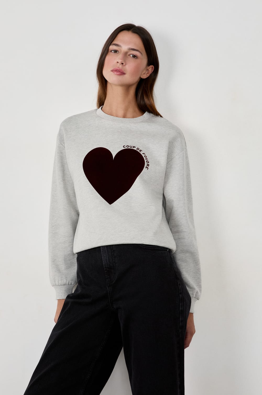 Heart print sweatshirt;${refinementColor}