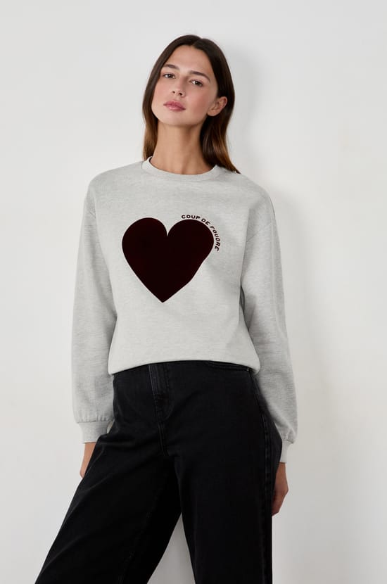 Sweat imprimé cœur;${refinementColor}
