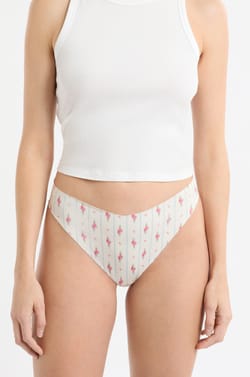Tanga en microfibre sans couture &agrave; motifs;${refinementColor}