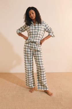 Pantalon de pyjama &agrave; carreaux en coton;${refinementColor}