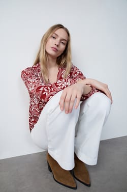 Chemisier col V &agrave; motifs;${refinementColor}