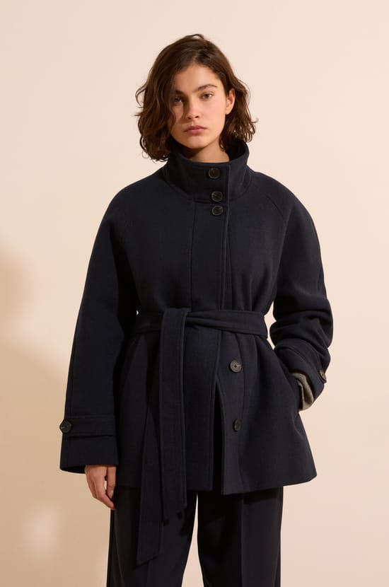 Manteau &agrave; col montant avec laine;${refinementColor}