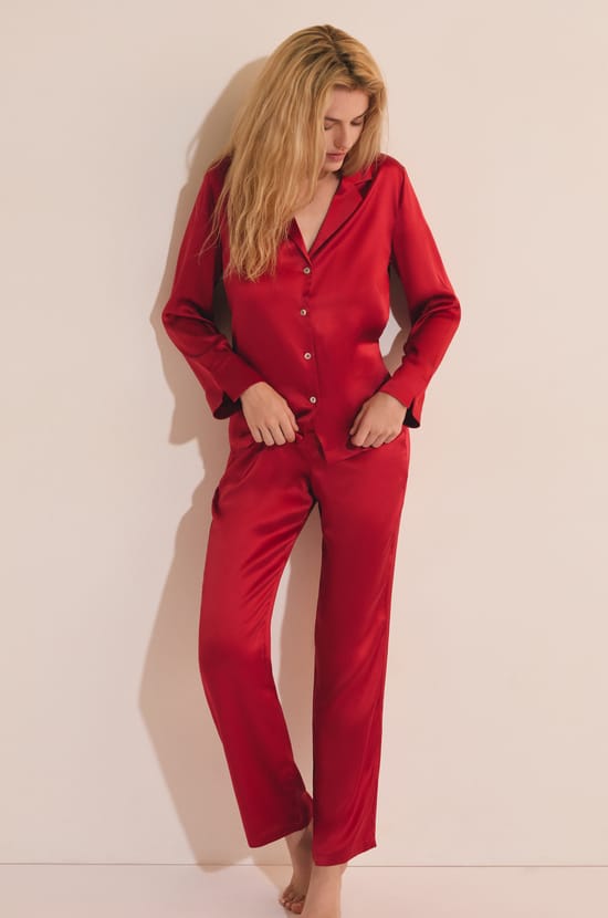 Pantalon de pyjama en soie;${refinementColor}