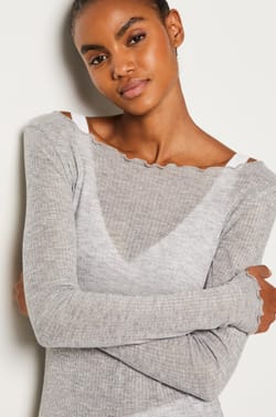 Long Sleeve Ribbed T-Shirt;${refinementColor}