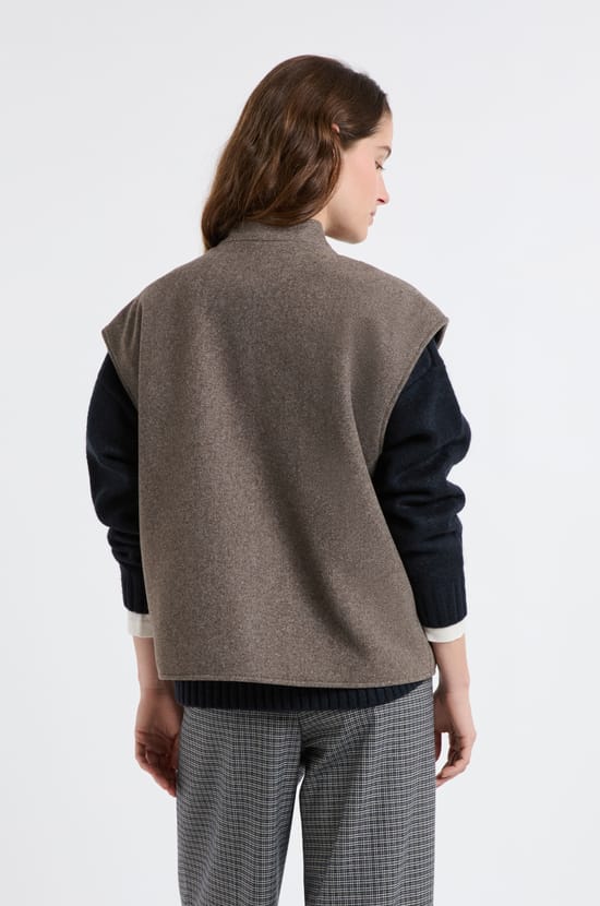 Sleeveless Jacket with Wool;${refinementColor}