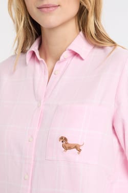 Chemise de pyjama à carreaux à motif chien en coton;${refinementColor}