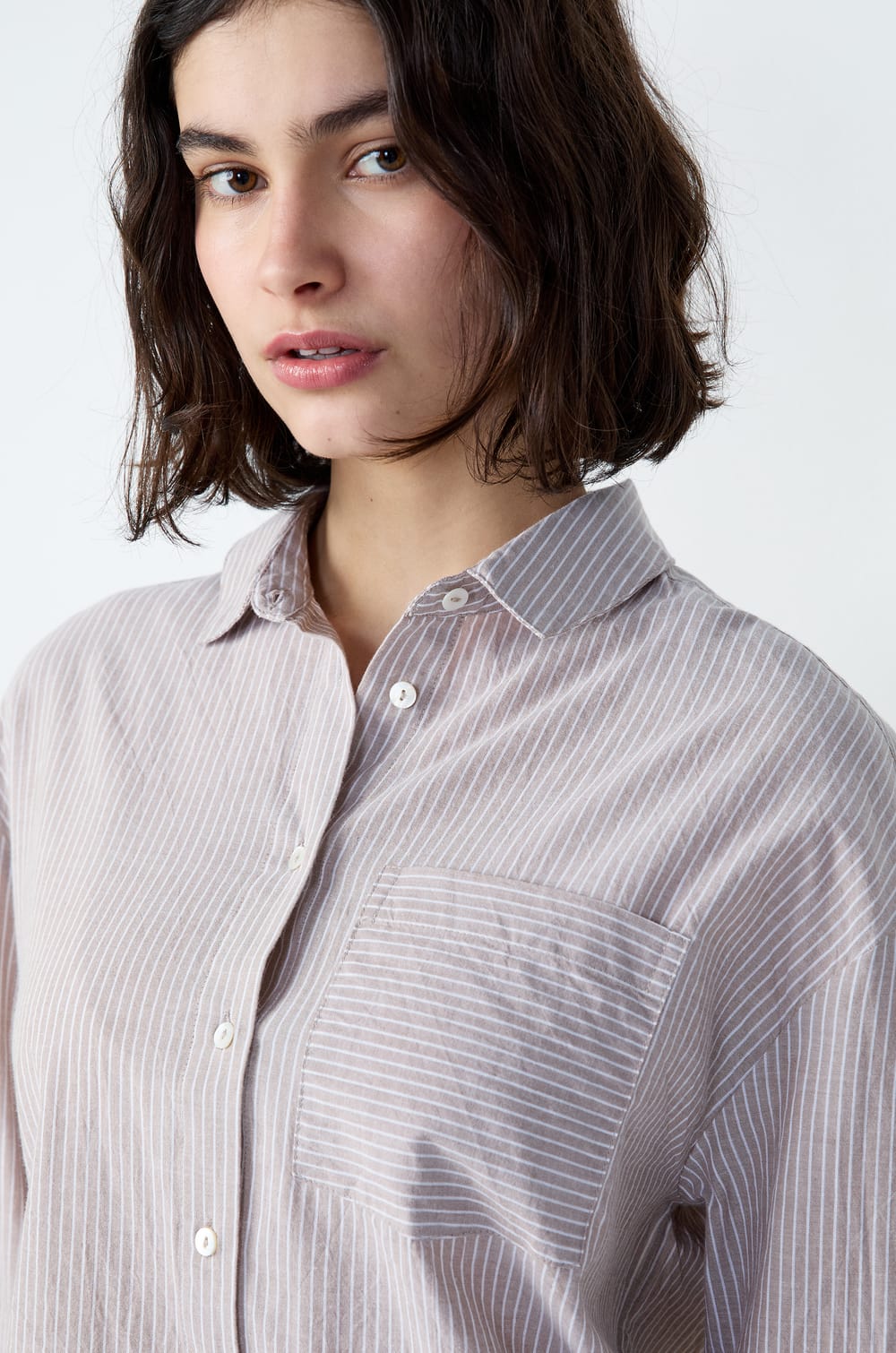 Chemise de pyjama manches longues en coton;${refinementColor}