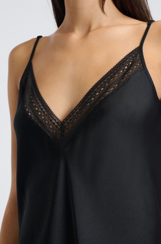 Satin Robe with Lace Details;${refinementColor}