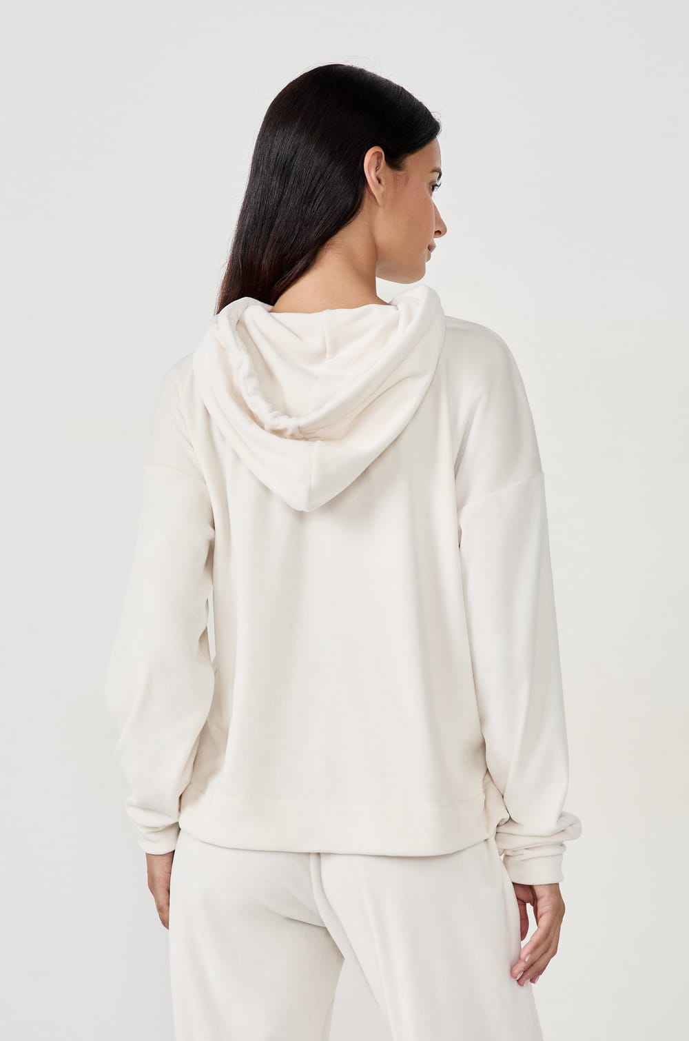 Sweatshirt à capuche effet velours;${refinementColor}