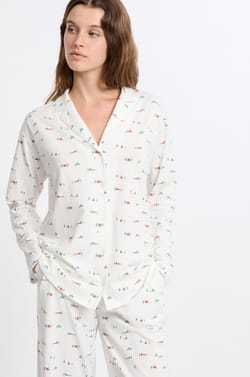 Patterned Cotton Pyjama Shirt;${refinementColor}