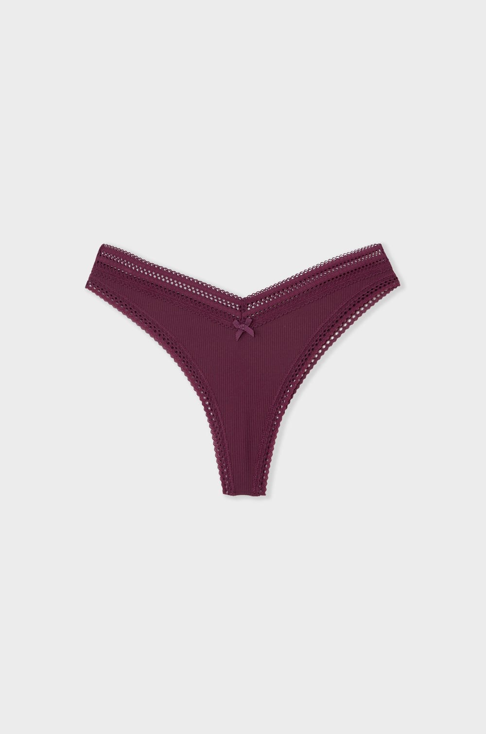 Tanga V-shape microfibre détails dentelle;${refinementColor}