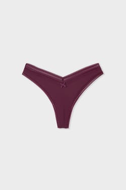 Tanga V-shape microfibre détails dentelle;${refinementColor}